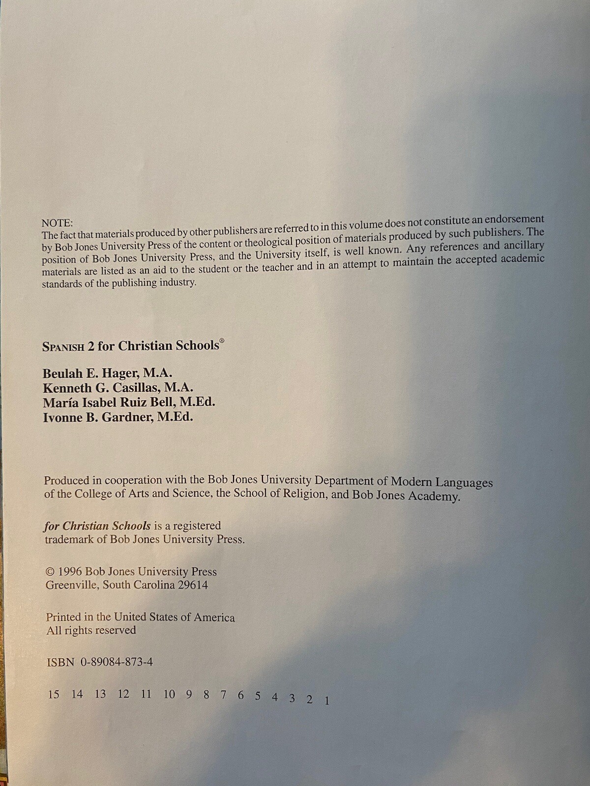 Spanish 2, BJU Press, High School, SET