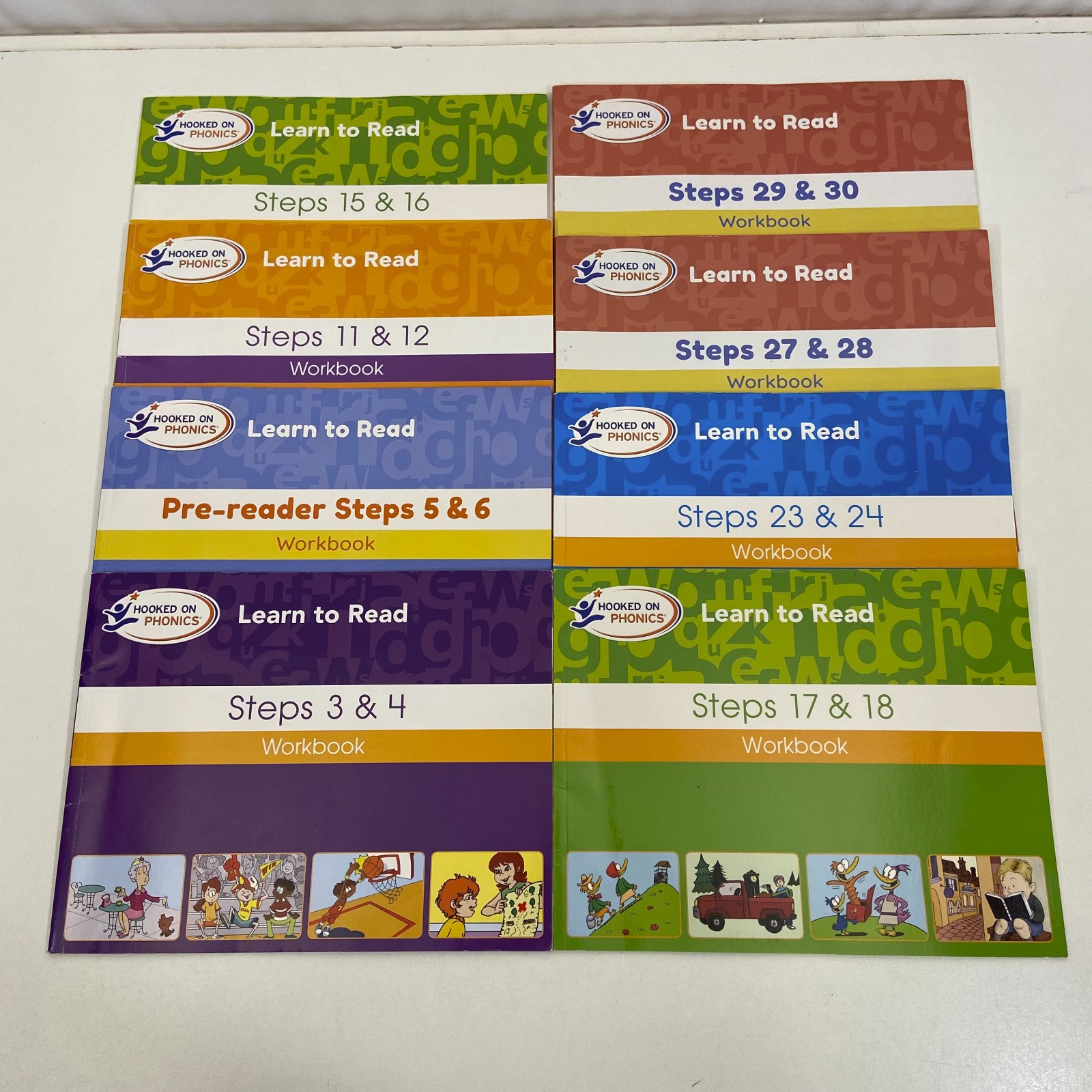 Hooked on Phonics Learn to Read Workbooks Lot 8 Mixed Steps TPB Kids English