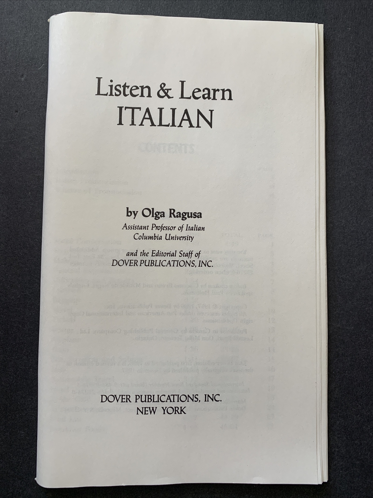 Listen & Learn Italian – Olga Ragusa – Cassette + Fully Indexed Manual