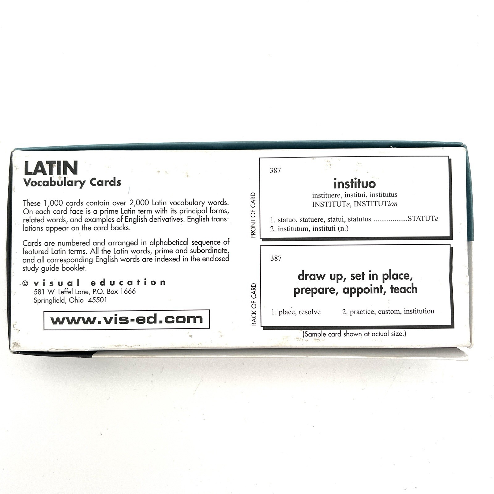 Latin Vocabulary Cards Academic Study Flash Cards Set By Visual Education Vis-Ed