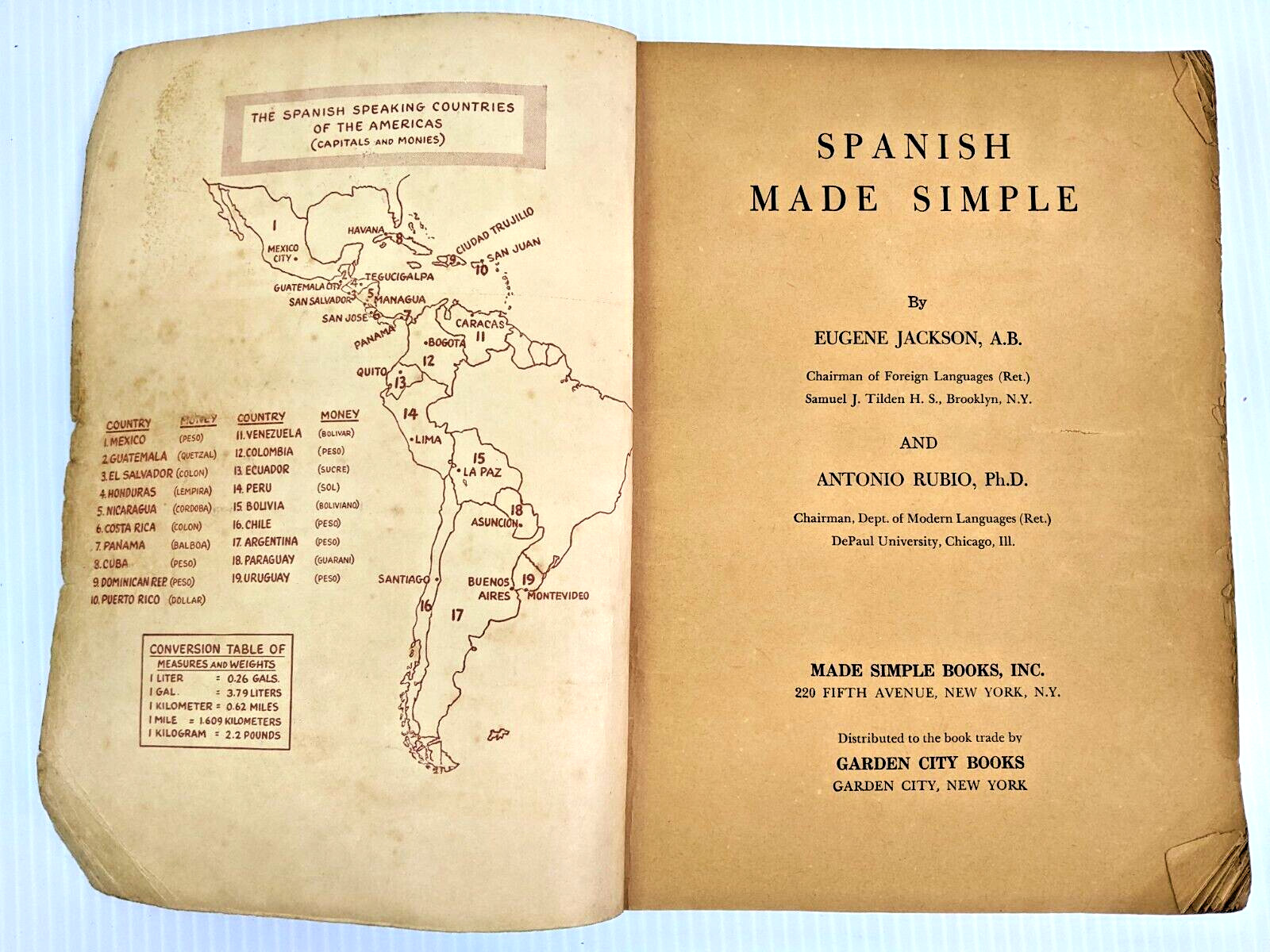 SPANISH Made Simple by Eugene Jackson 1958 Vintage Edition