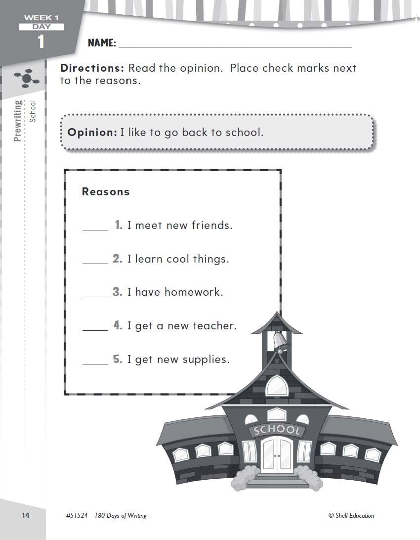 180 Days™: Writing Workbook for 1st Grade Ages 6–7 | Sentence Building, white