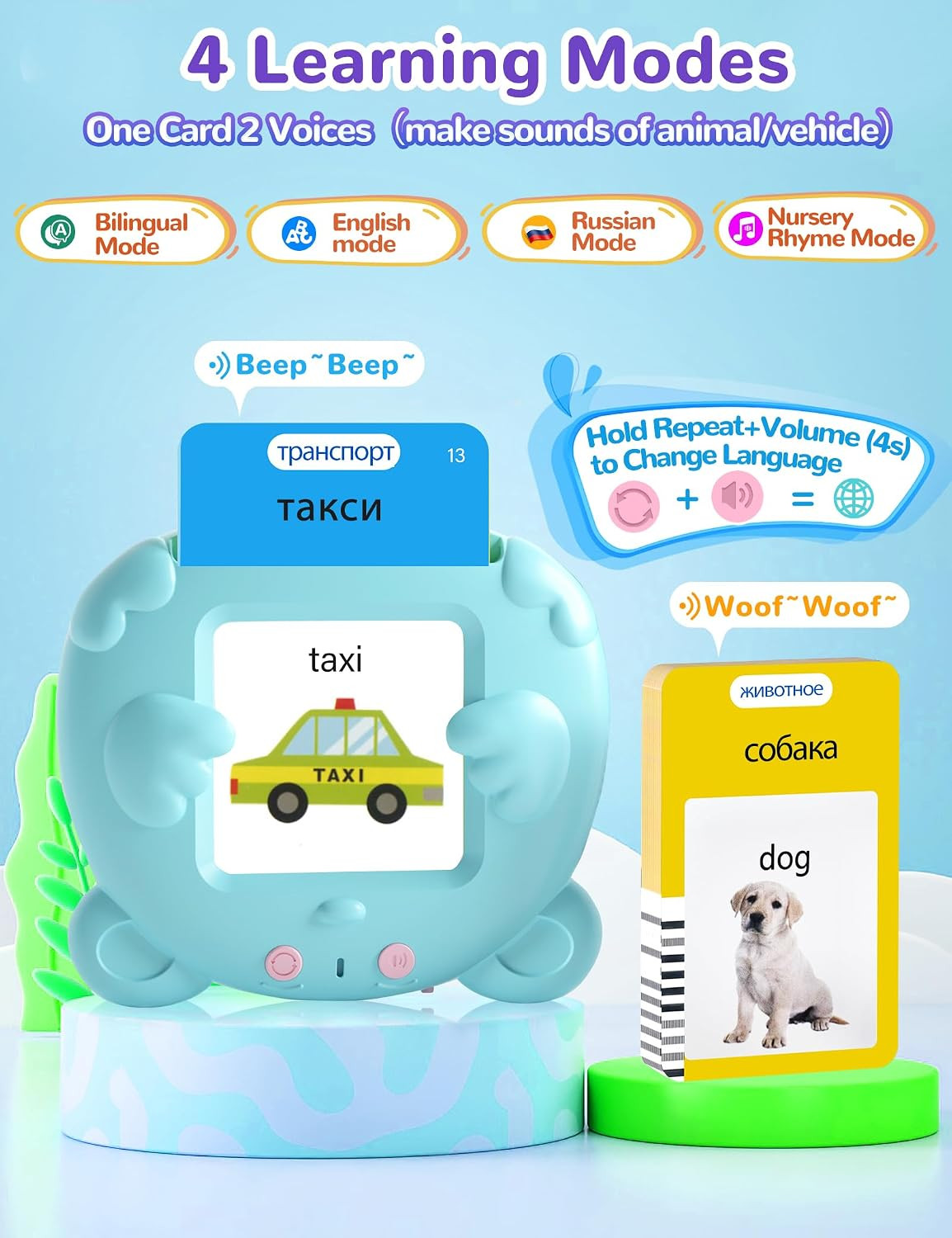 Russian and English Talking Flash Cards for Kids, 510 Sight Words Bilingual