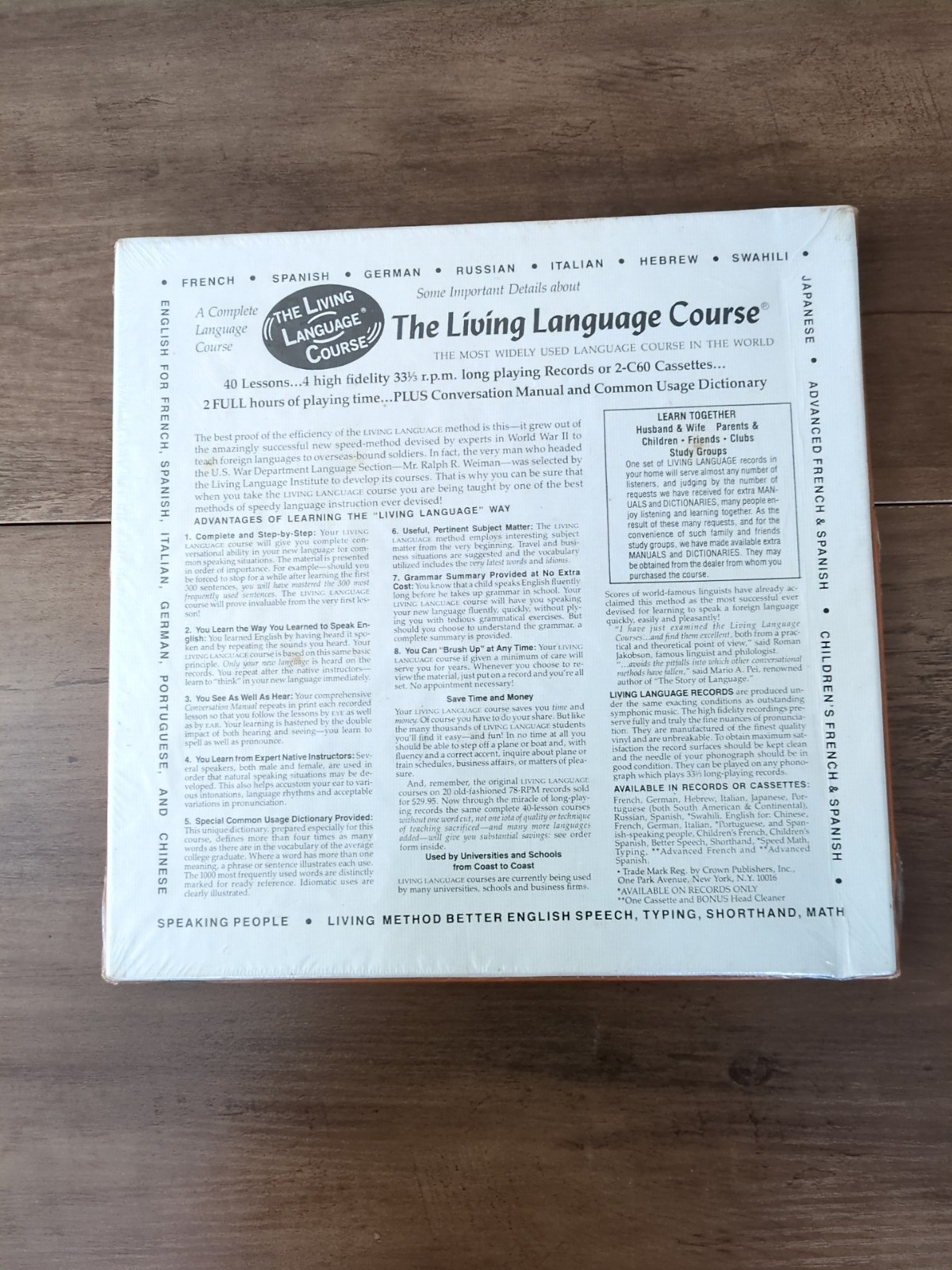 Living German Edition 1956 Language Course Complete 33 RPM New Sealed Vintage