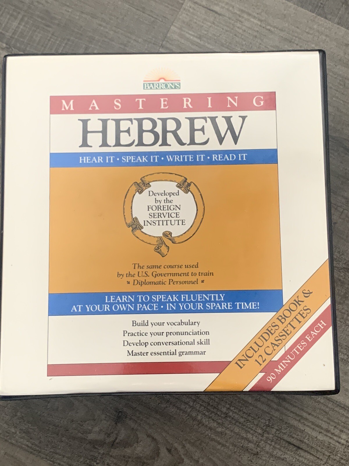 Barton’s Mastering Hebrew Book & 12 Cassettes Set By Foreign Service Institute