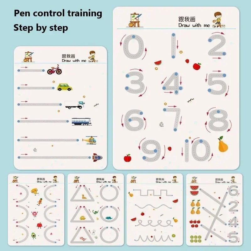 Kids Magic Tracing Workbook Reusable Montessori Writing Practice Copybook USA