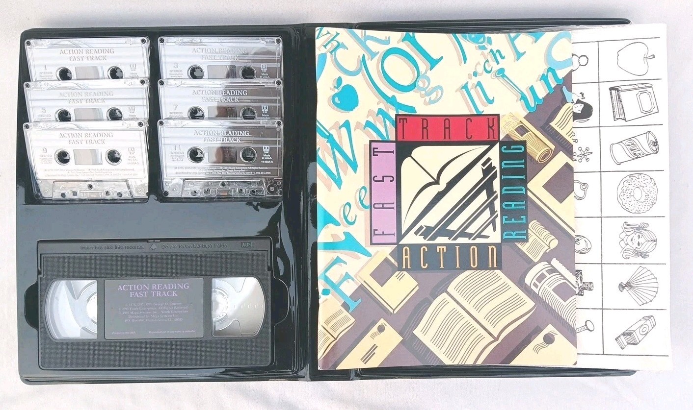 Action Reading Fast Track Mega Systems 1995 VHS And Cassettes With Workbook #S1