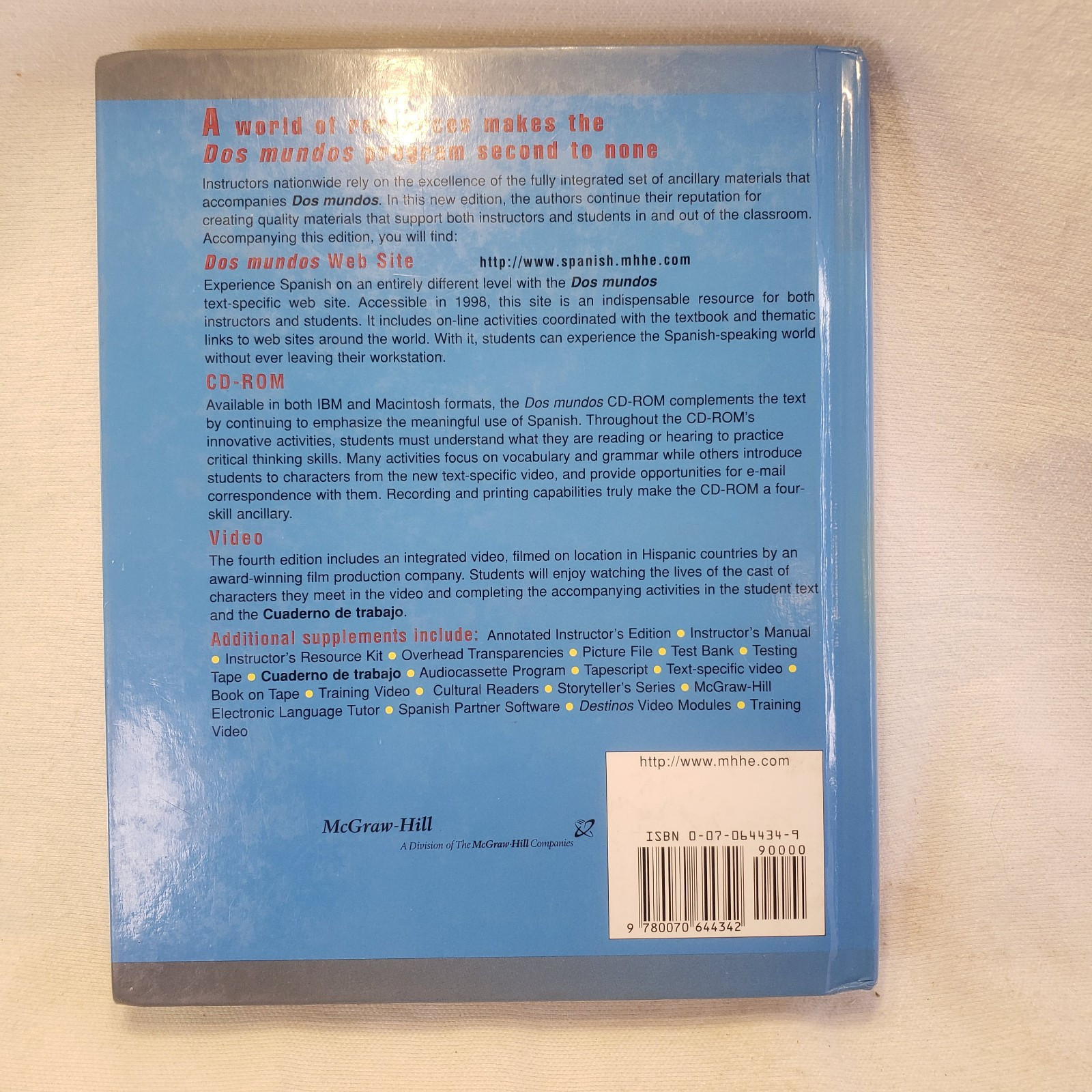 Dos mundos (Student Spanish Text Book Edition) Hardcover By Terrell, Tracy D
