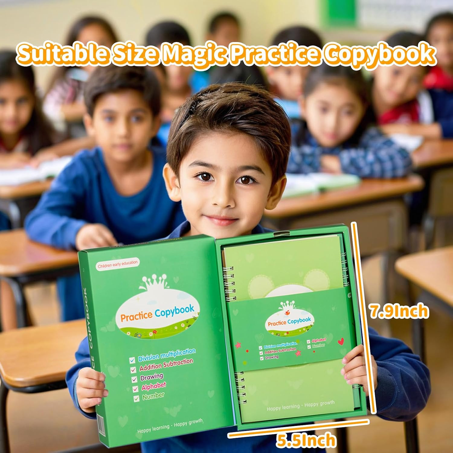 Grooved Writing Books for Kids, Magic Practice Copybook, Reusable Handwriting Pr
