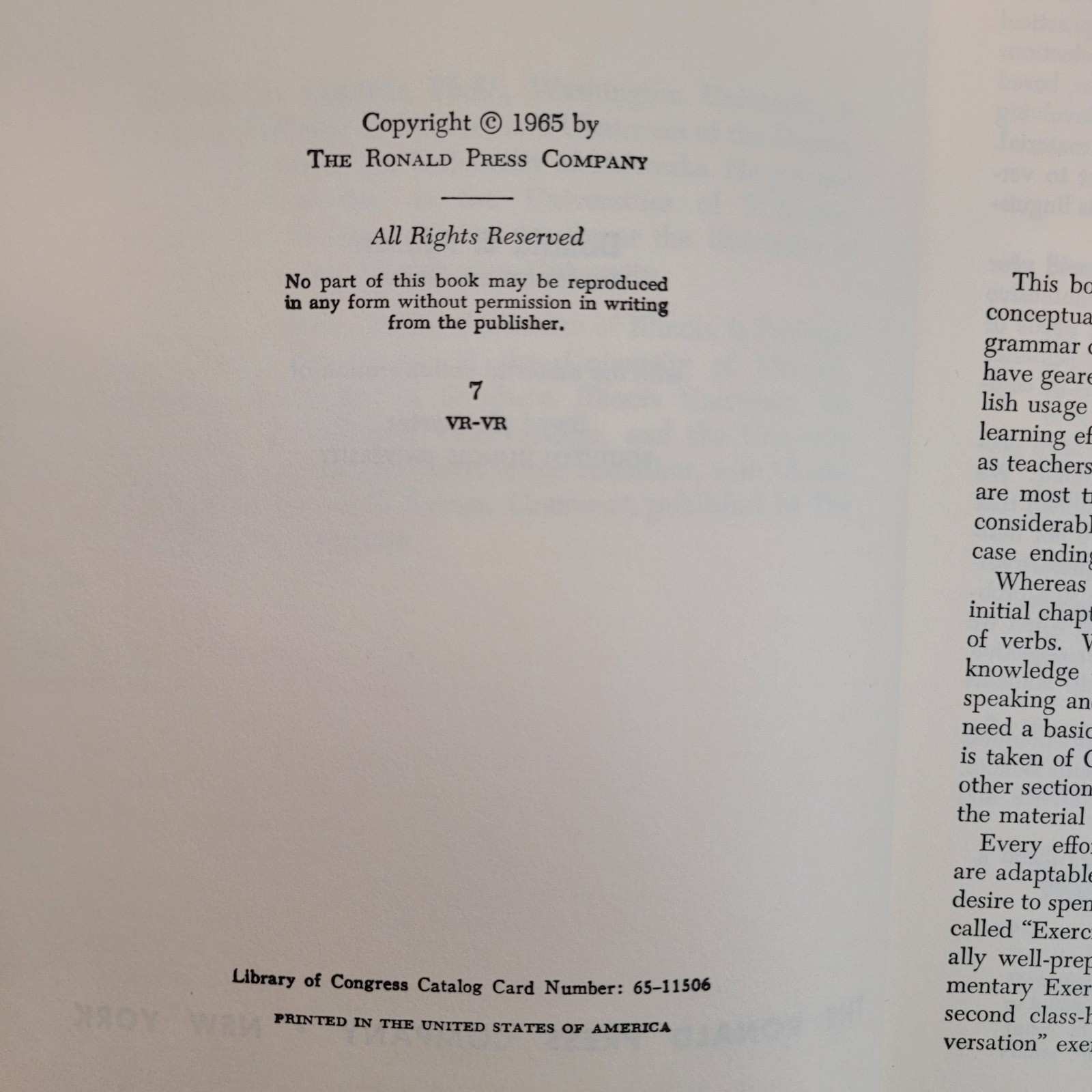 Ronald Press German Review Grammar 65-11506 Vintage 1965 Hardcover Textbook
