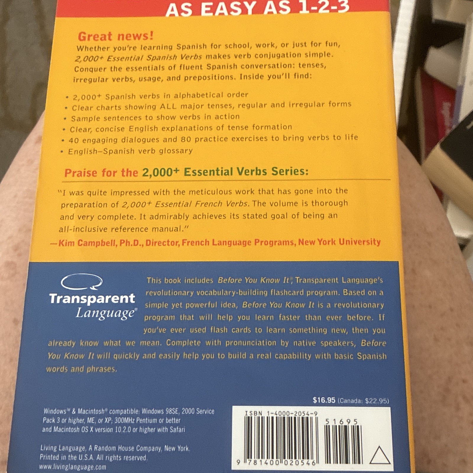 Living Language 2,000+ Essential Spanish Verbs Grammar Book Spanish/English