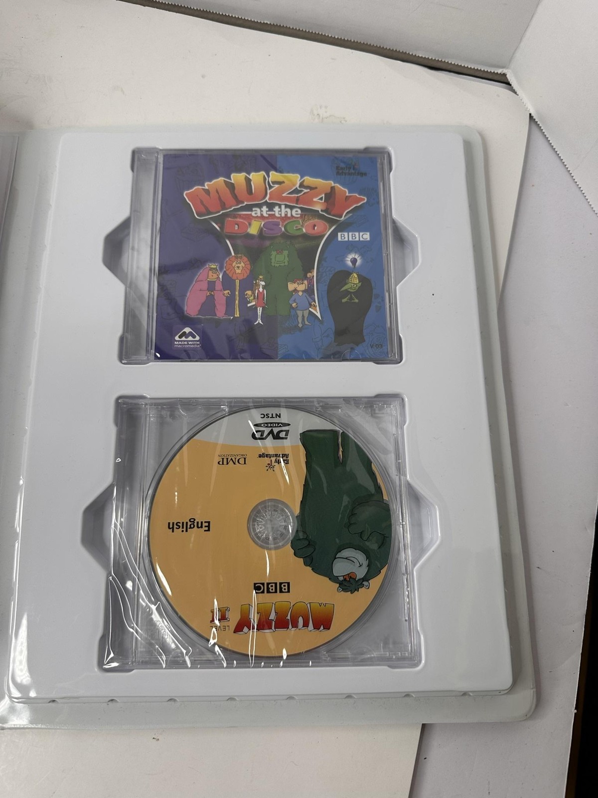 Muzzy BBC German Level I & II Early Advantage DVD CD Book Box Set W Plush Kids