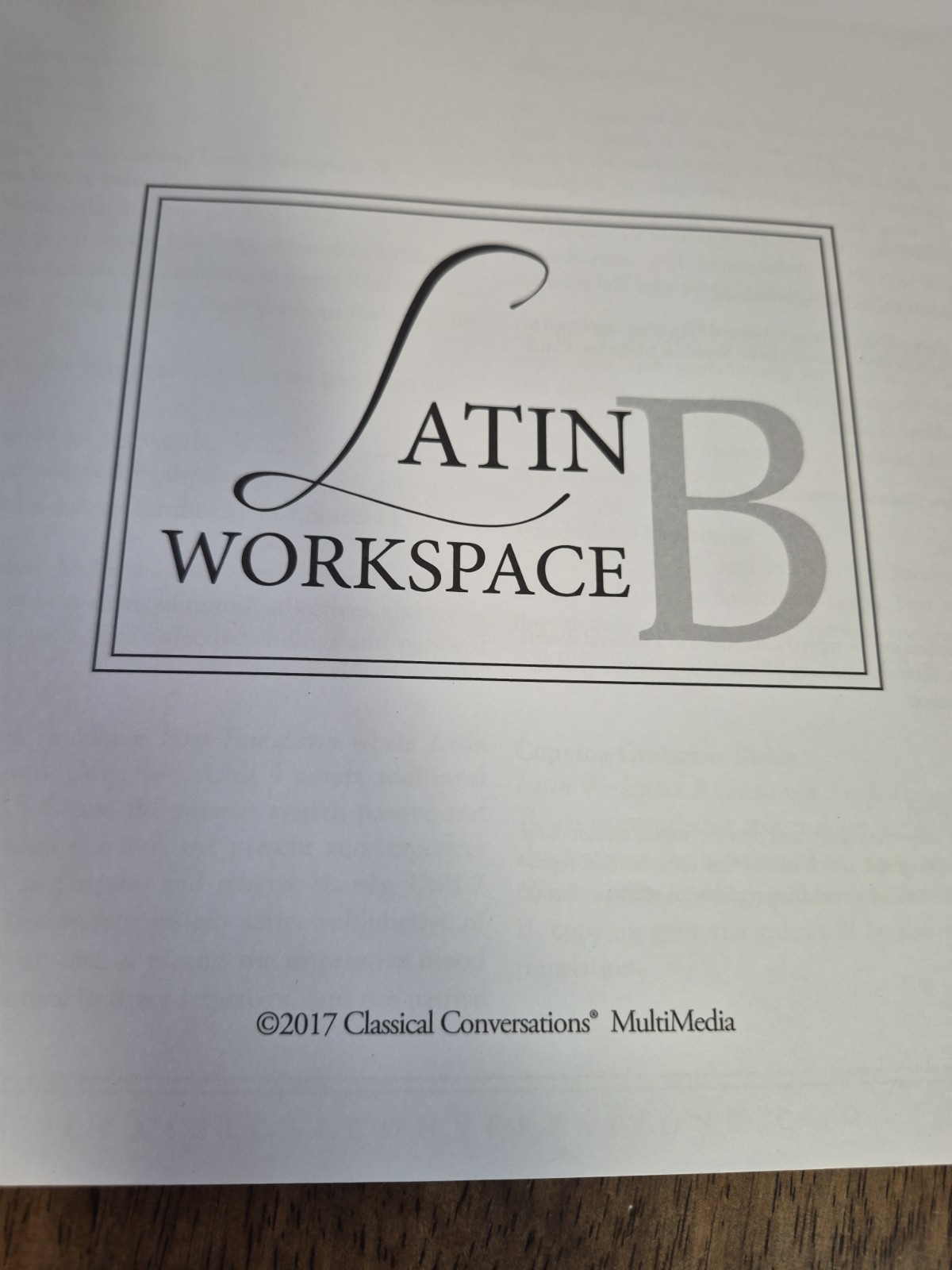 Classical Conversations Latin Workspace B Spiral Bound Workbook 2017 Latin Study