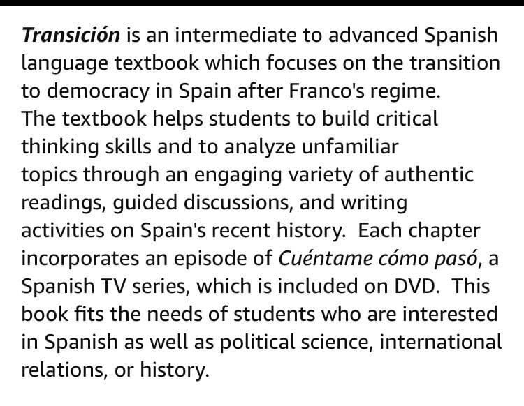 Spanish College Texts-TRANSICION WITH DVD (unused), Pearson’s Spanish, & Pasajes