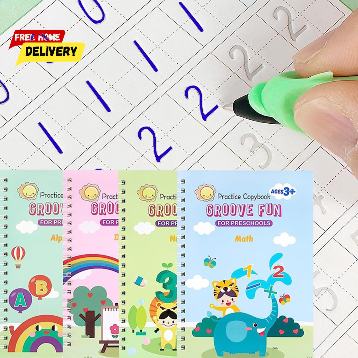 Grooved Magic Practice Copybook, Reusable Grooved Handwriting Workbooks, Writing
