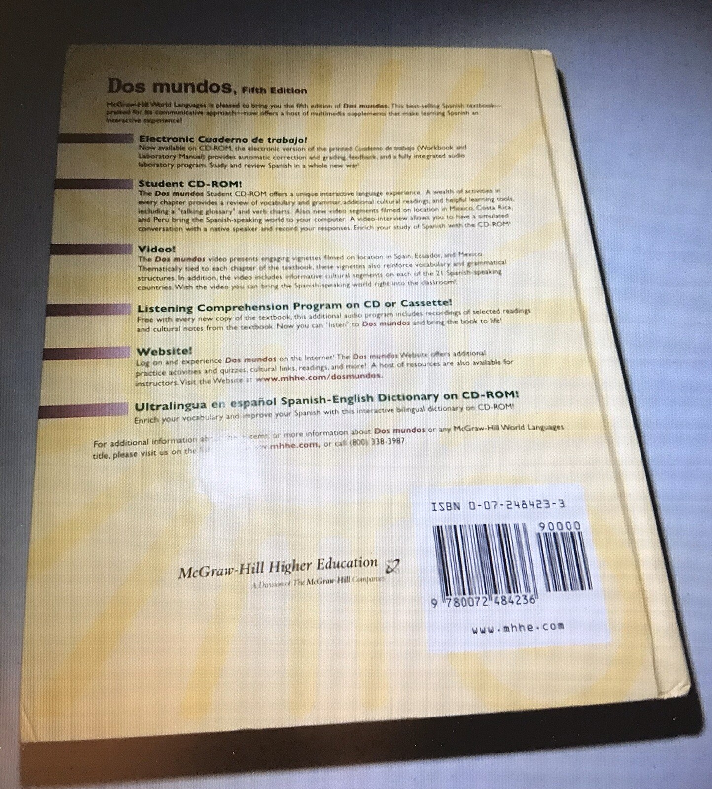 Dos Mundos Instructor’s Edition 5th Ed. 2002 By Terrell/Andrade/Egasse/Munoz NEW
