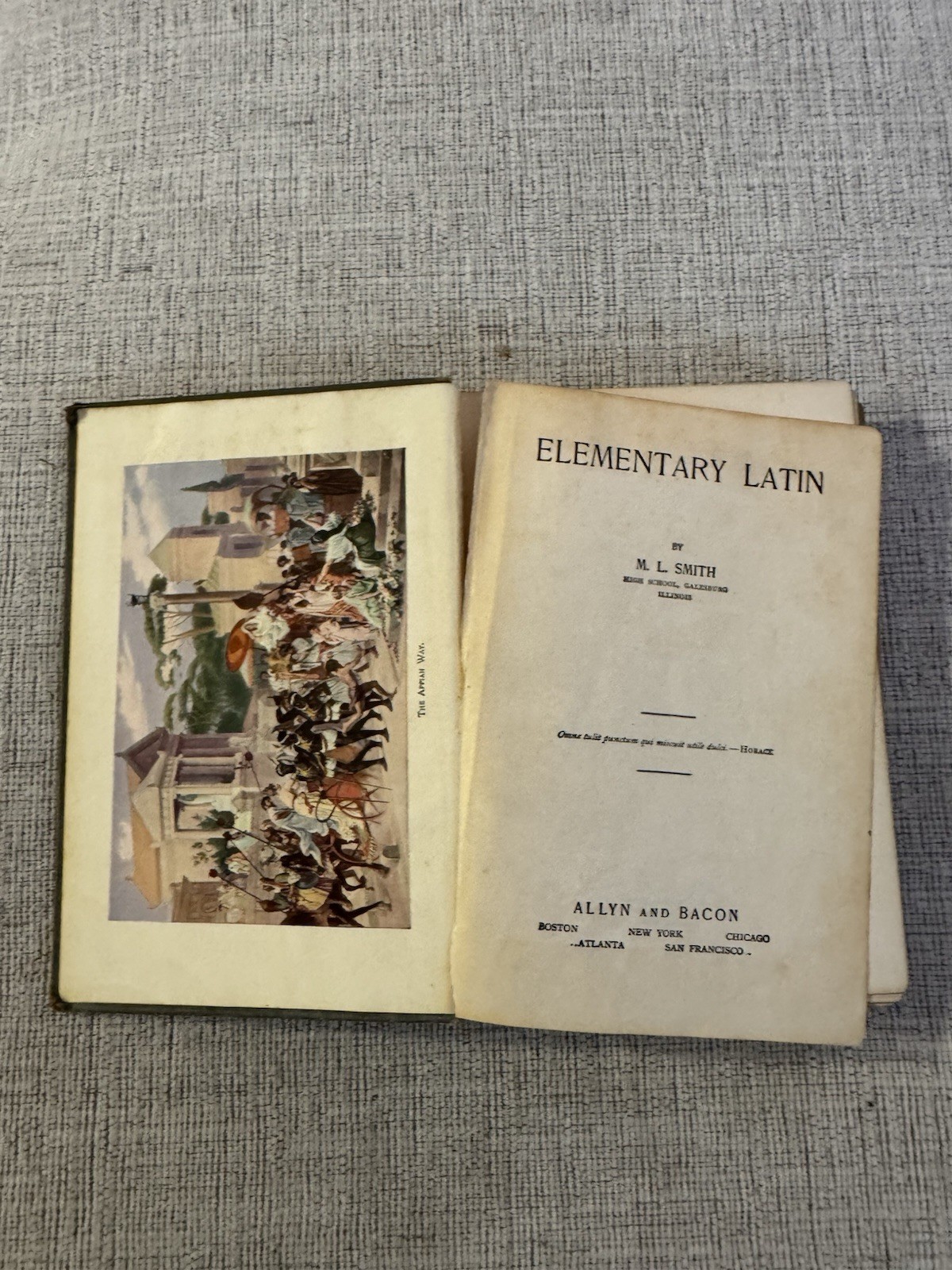 1920 Elementary Latin by M L Smith Hardcover Allyn & Bacon Vintage Textbook