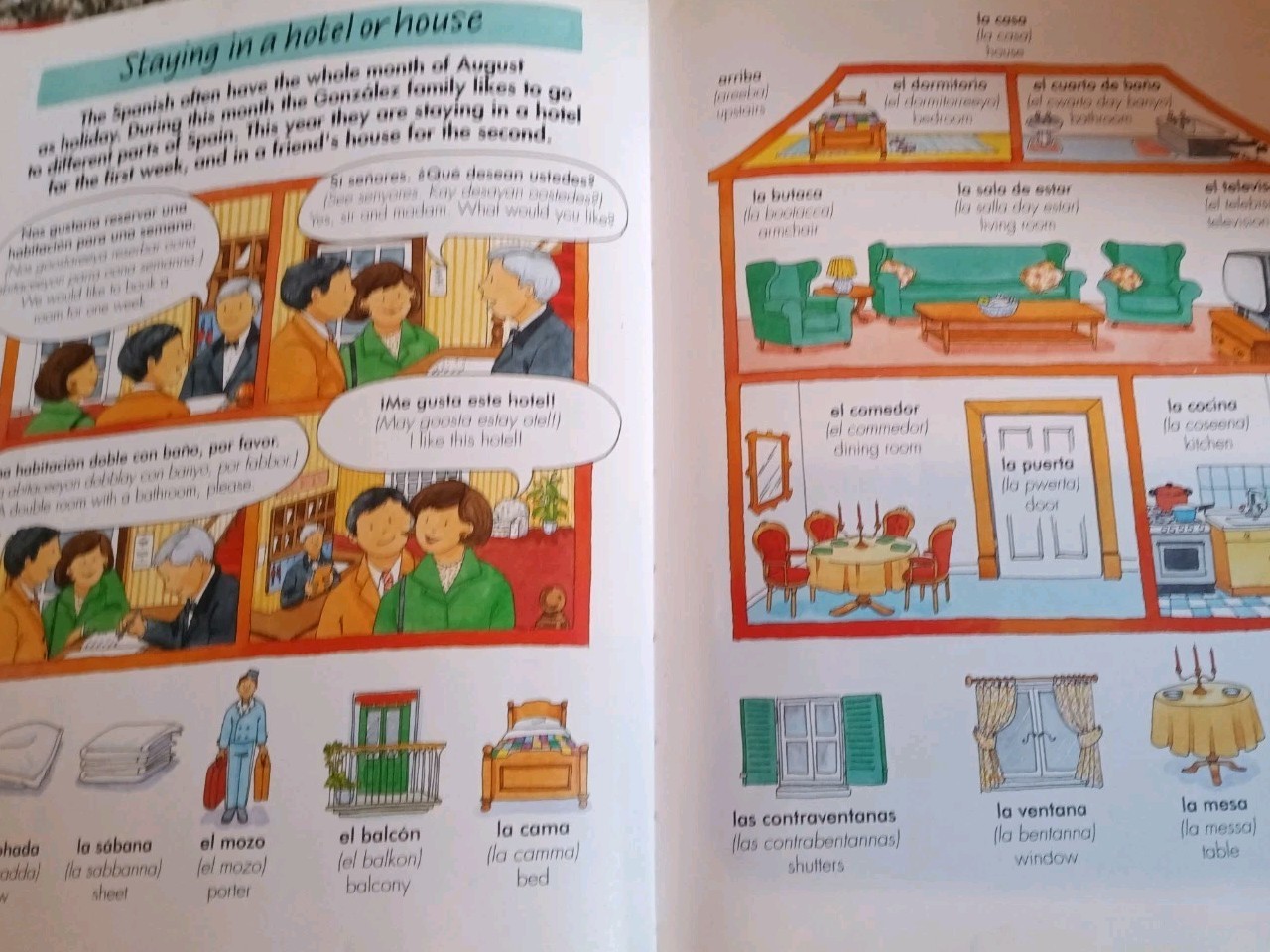 Spanish Language Learning Book Lot Children Homeschool Picture Dictionary