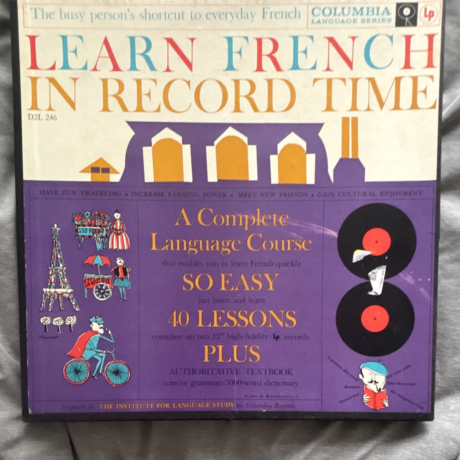 Columbia Language Series Learn French in Record Time 1958 Box Set LP+Book