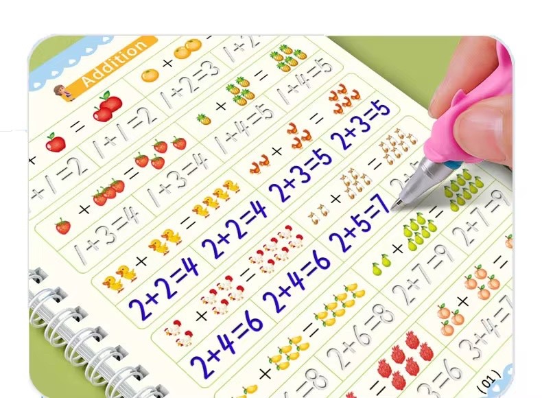 4 Pc Magic Grooved Practice Copybook,Reusable Grooved Writing Books,Handwriting