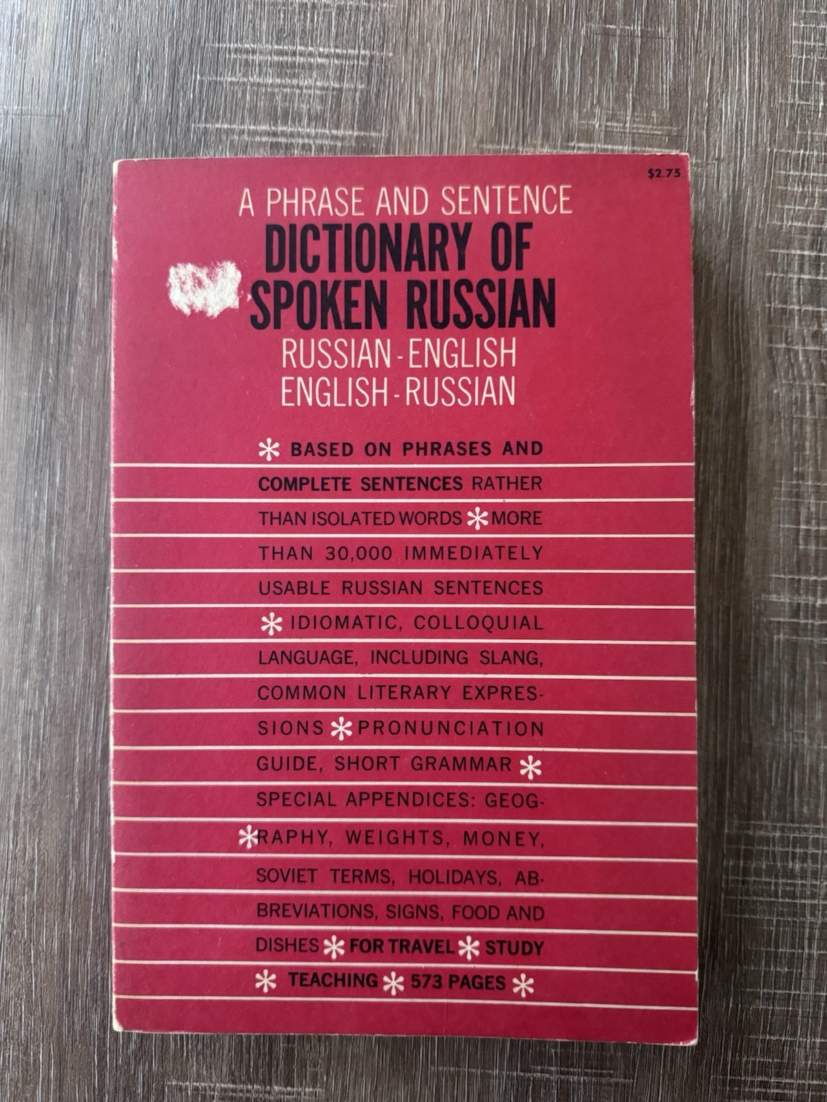 1958 Dictionary of Spoken Russian Unabridged reprint of US War Dept Tech Manual