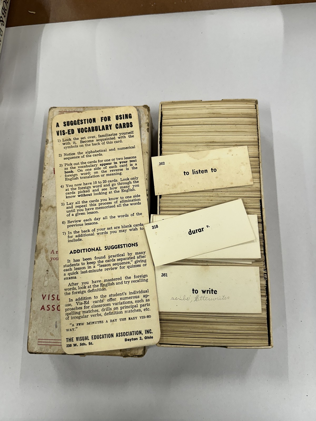 Vintage VIS-ED Spanish Vocabulary Flash Cards Revised Edition Visual Education