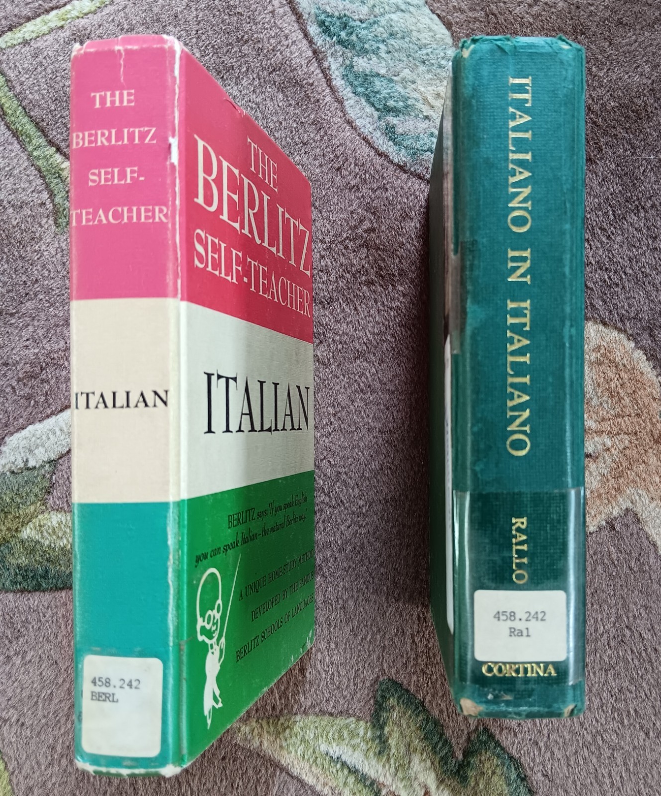 Learn To Speak Italian 2 Books Berlitz & Cortina Methods VTG HB Former Library