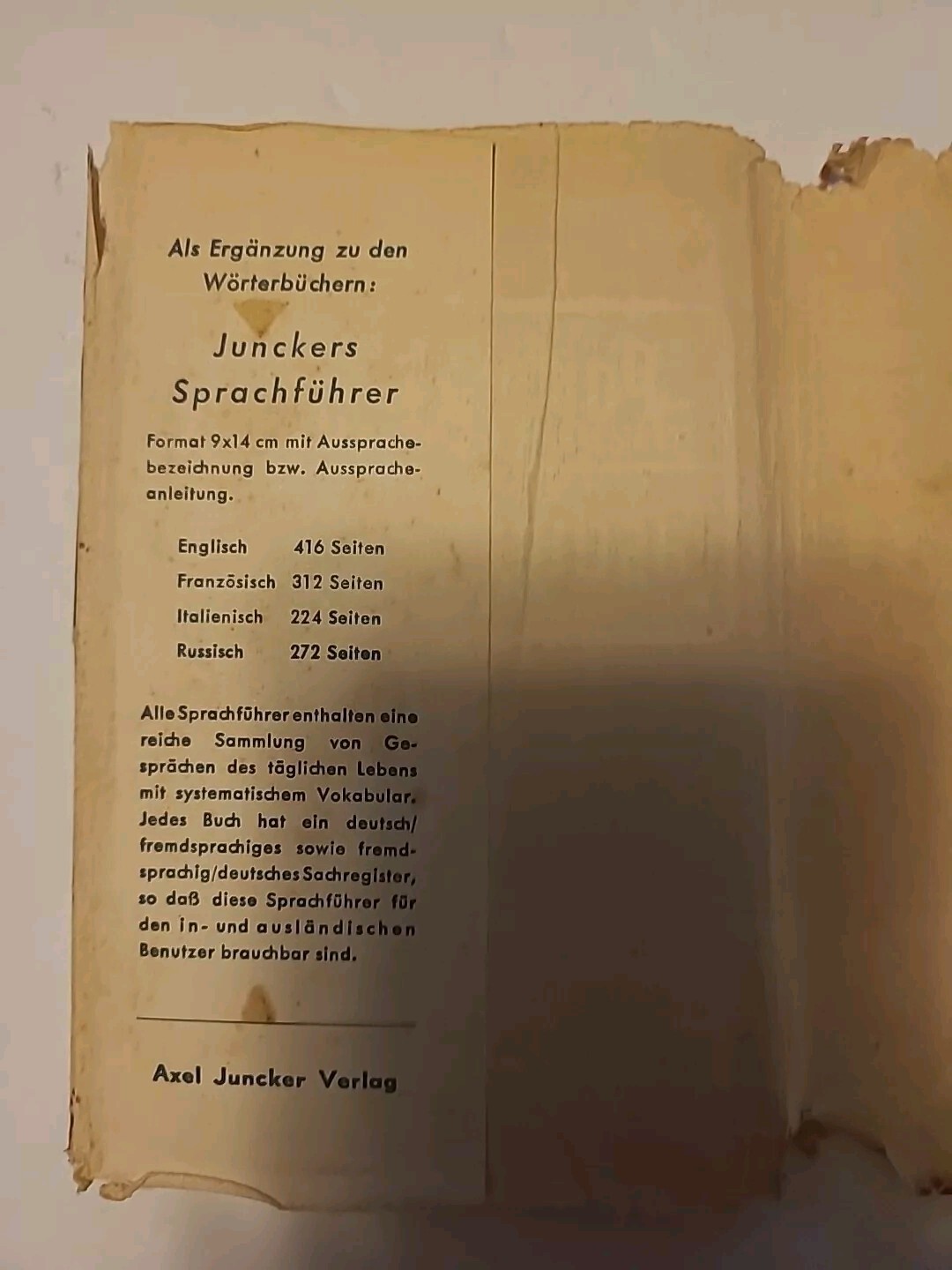 Vintage Portugiesisches Taschenworterbuch Deutsch-Portugiesisch 1952