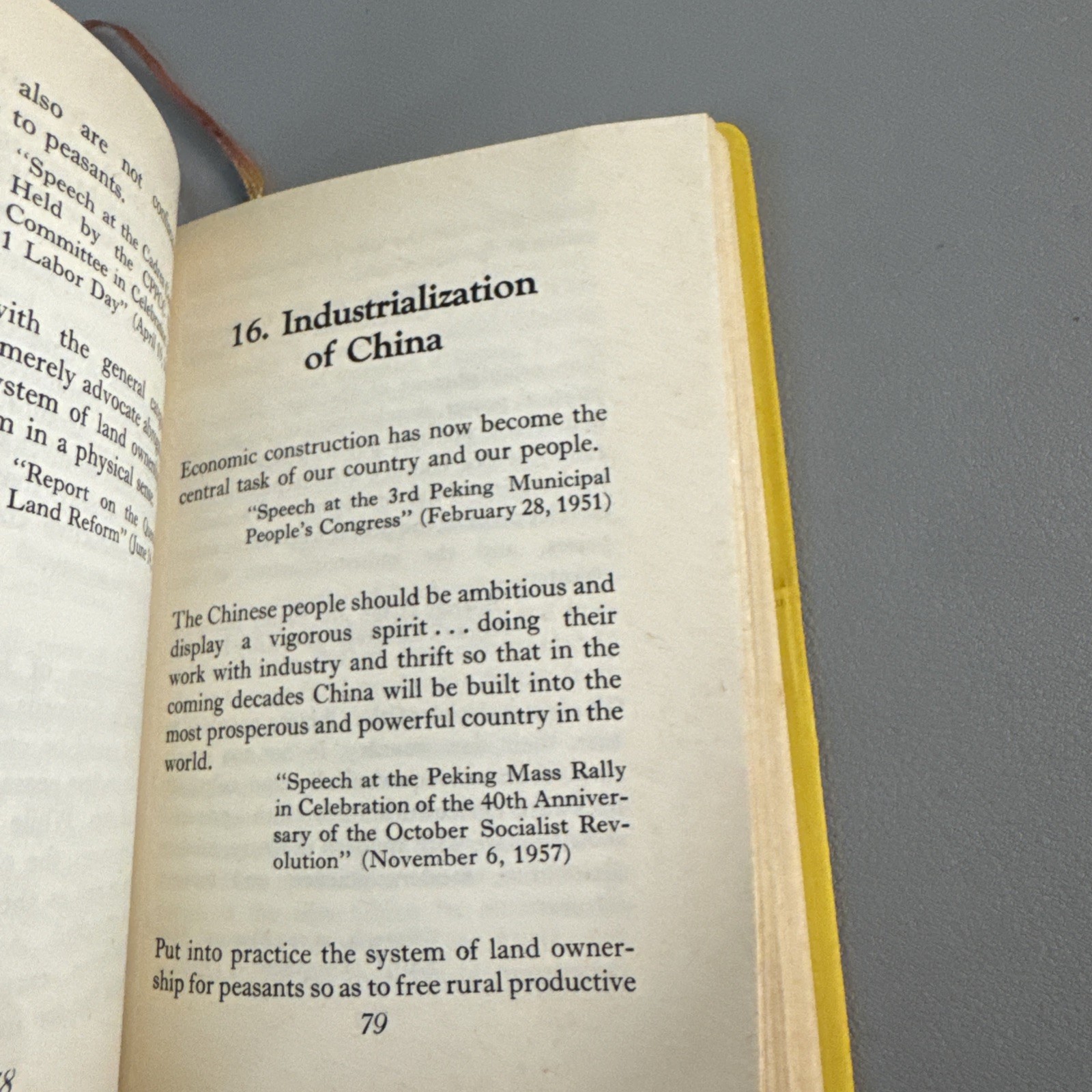 Quotations From President Liu Shao Chi VTG China Cultural Revolution Yellow Book