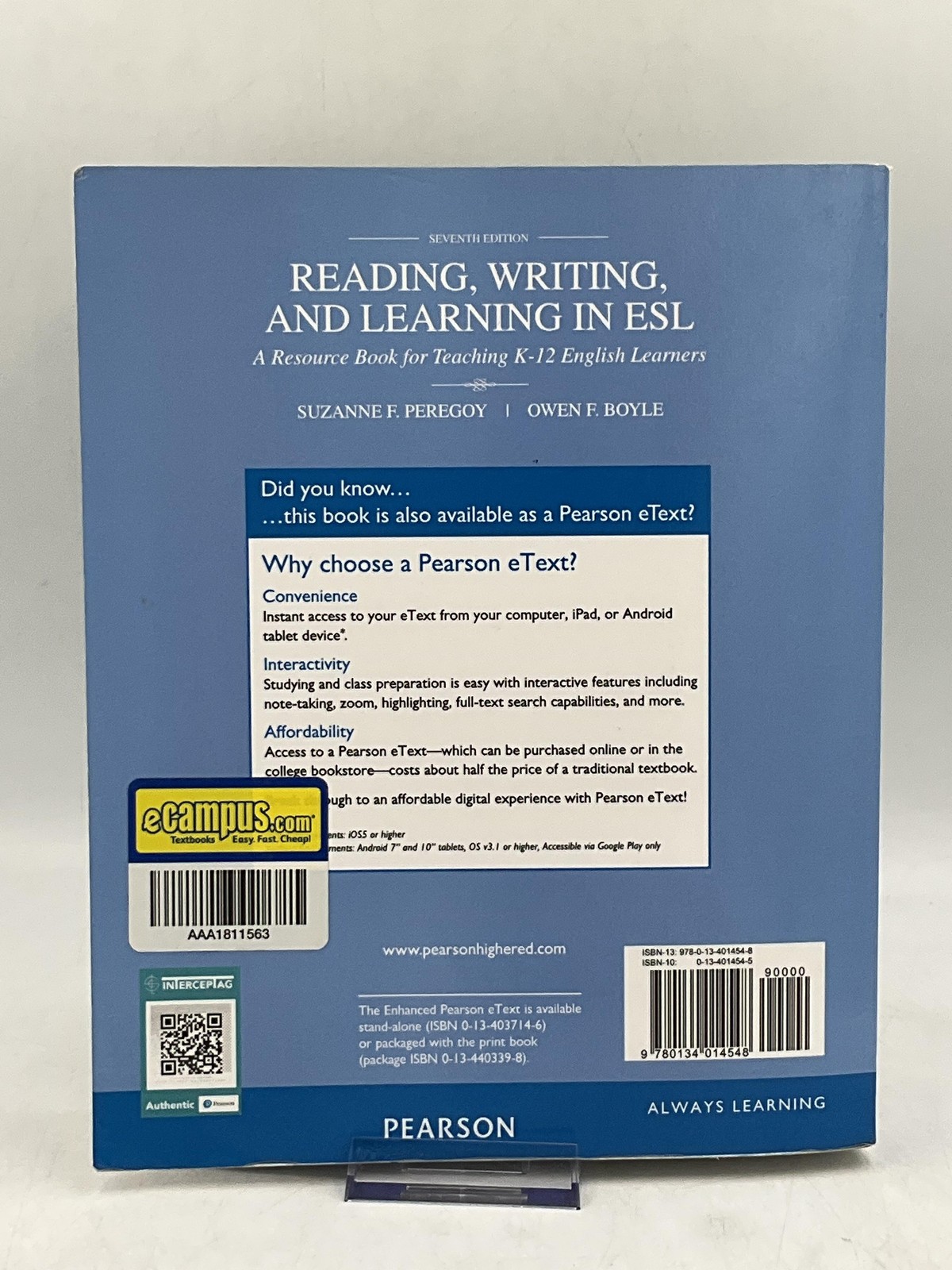 READING, WRITING, AND LEARNING IN ESL Peregoy Boyle 2017 Paperback Pearson
