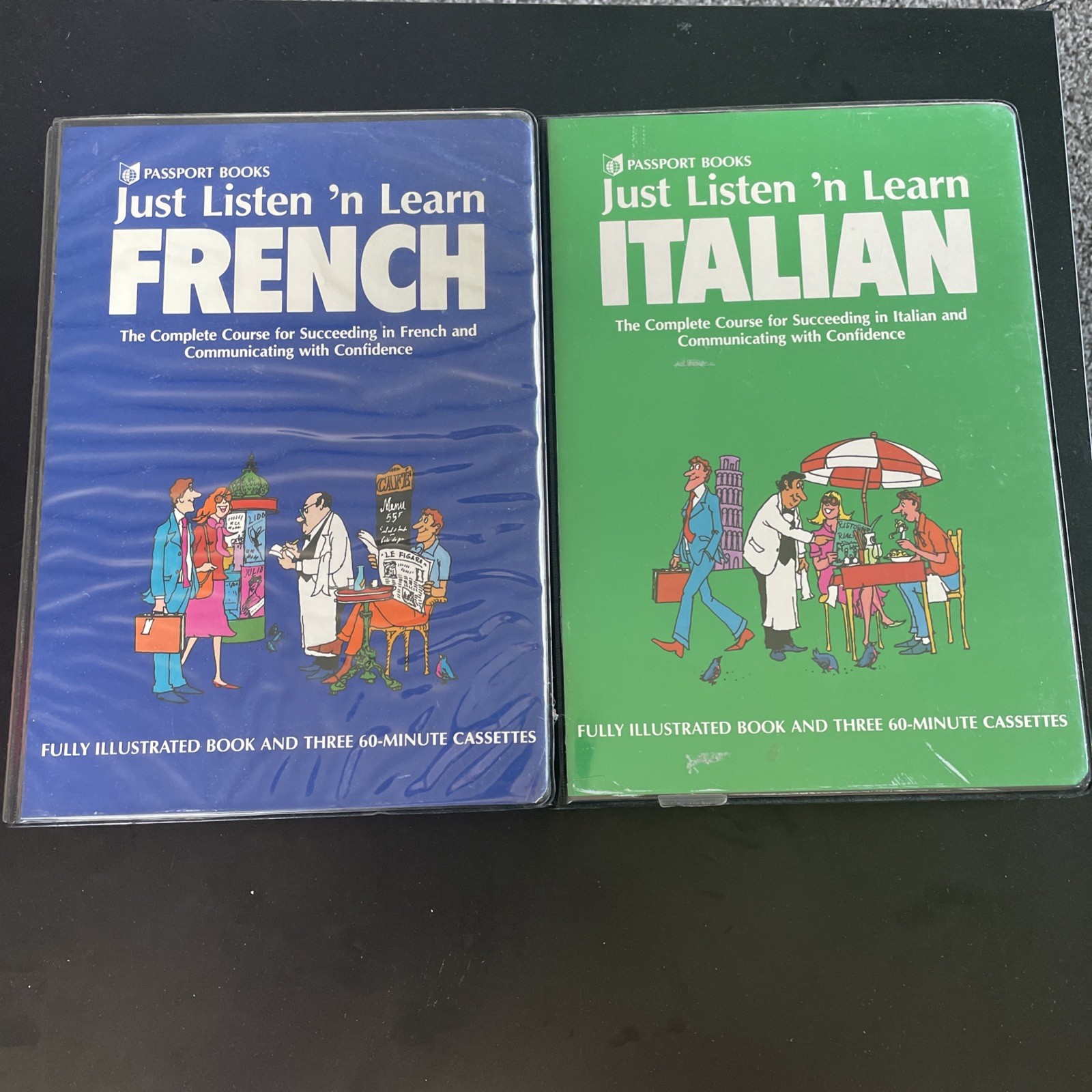 Just Listen ‘n Learn FRENCH & ITALIAN Basic Course Book and 3 Cassettes Each