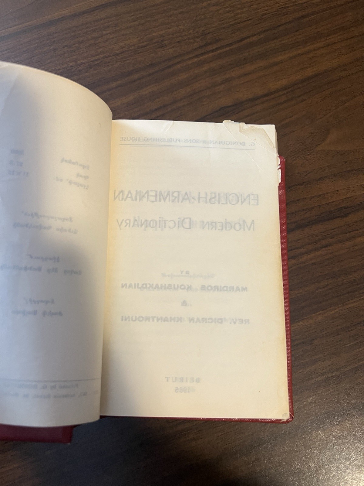 ENGLISH-ARMENIAN ARMENIAN-ENGLISH MODERN DICTIONARY By Mardiros 1986 HC Vtg