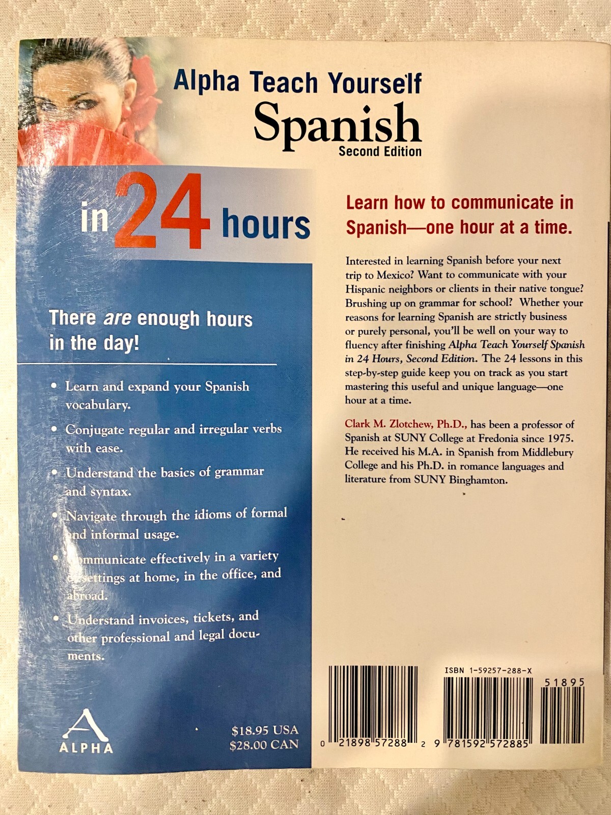 Alpha Teach Yourself Spanish in 24 Hours by Clark M. Zlotchew (2004)