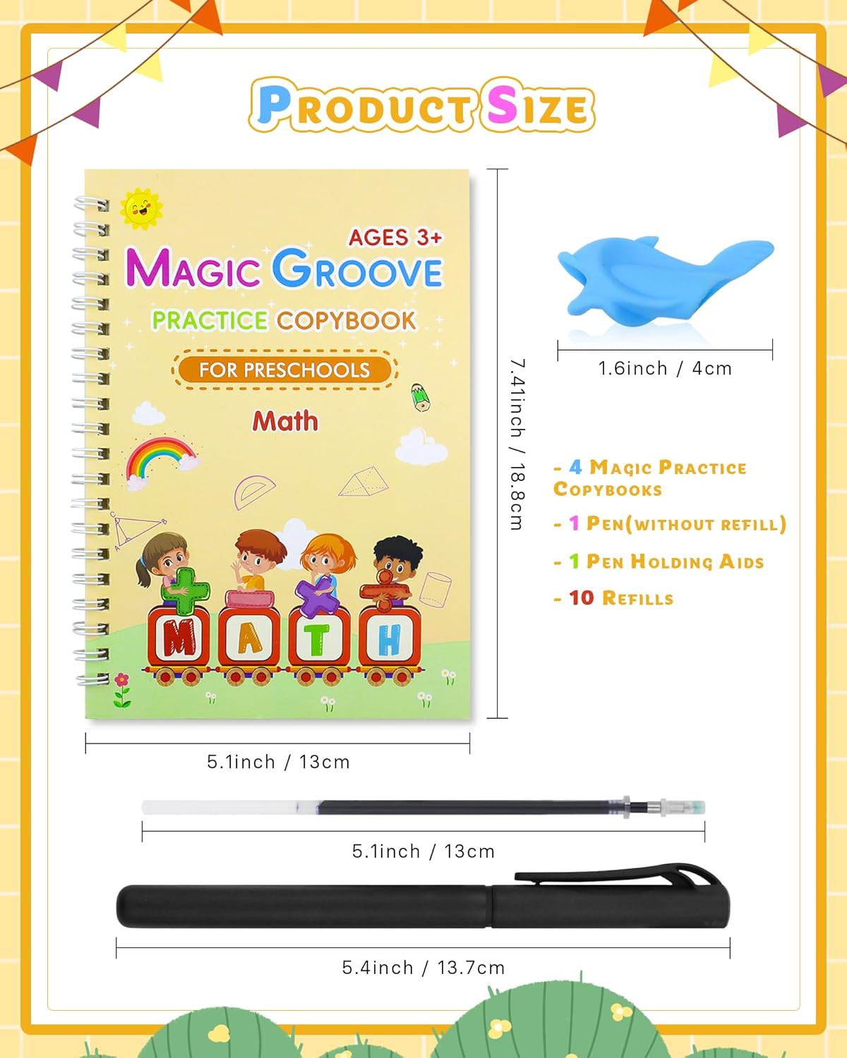 Magic Practice Copybook, Reusable Writing Practice Book, Handwriting Aid for Pre