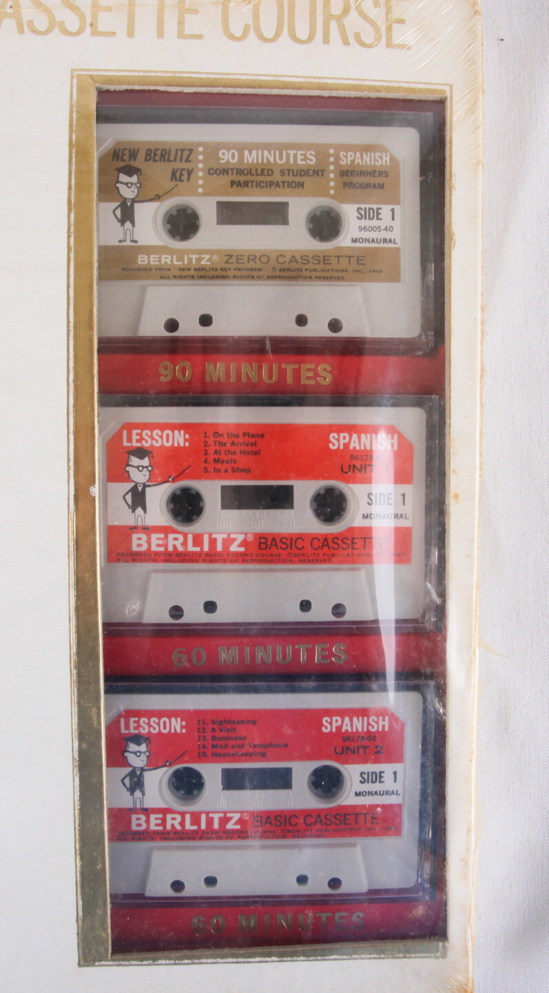 NOS Basic Spanish, Berlitz Modern Cassette Course, Sealed, 1960