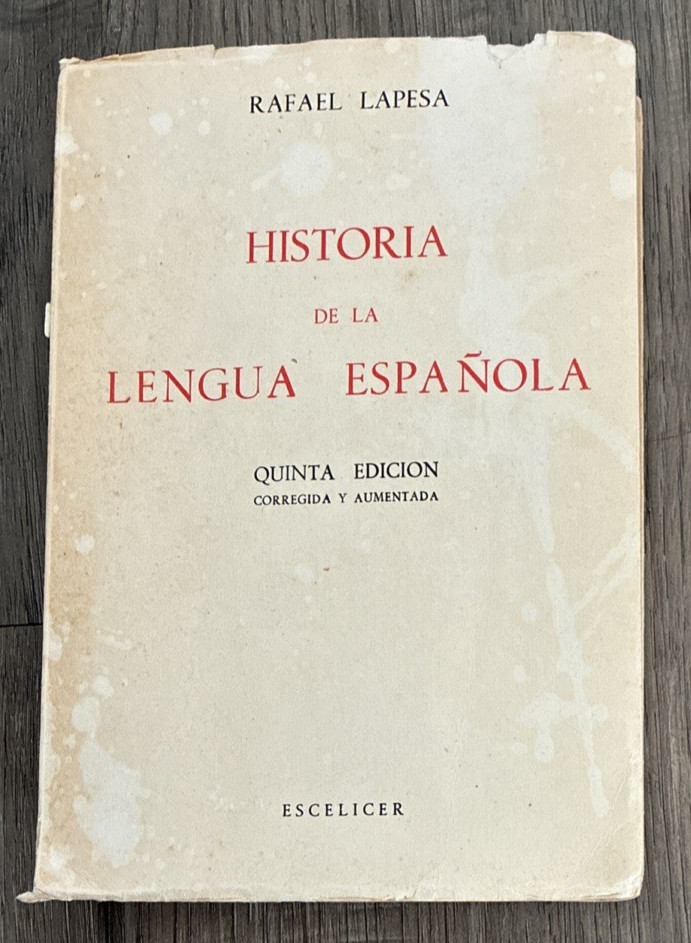 VTG HISTORIA DE LA LENGUA ESPANOLA 1959 Rafael Lapesa Escelicer Spanish Book