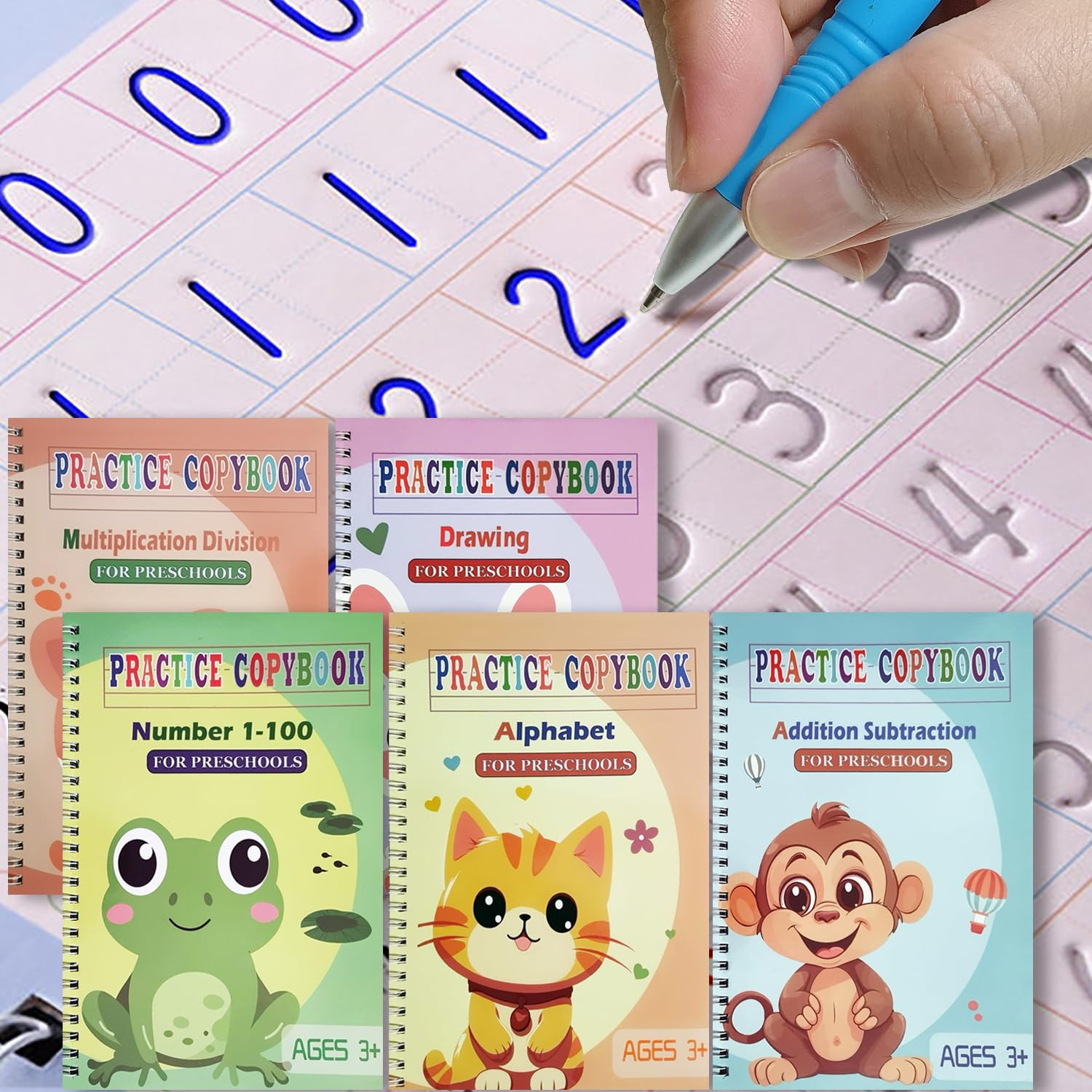 Reusable Grooved Handwriting Workbooks,Magic Copybook,Magic Writing Practice Cop