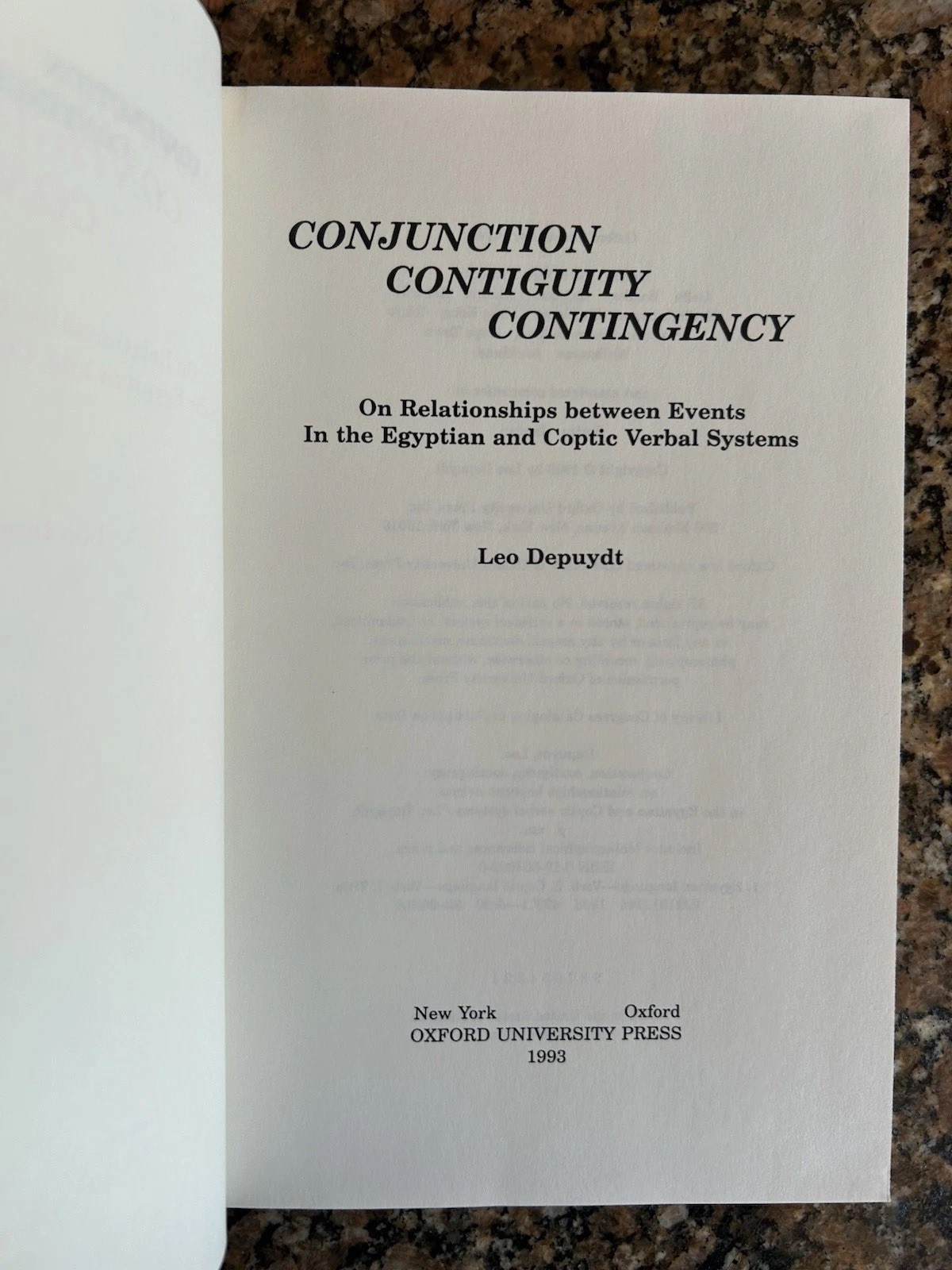 Conjunction, Contiguity, Contingency Leo Depuydt Oxford Press Brand New