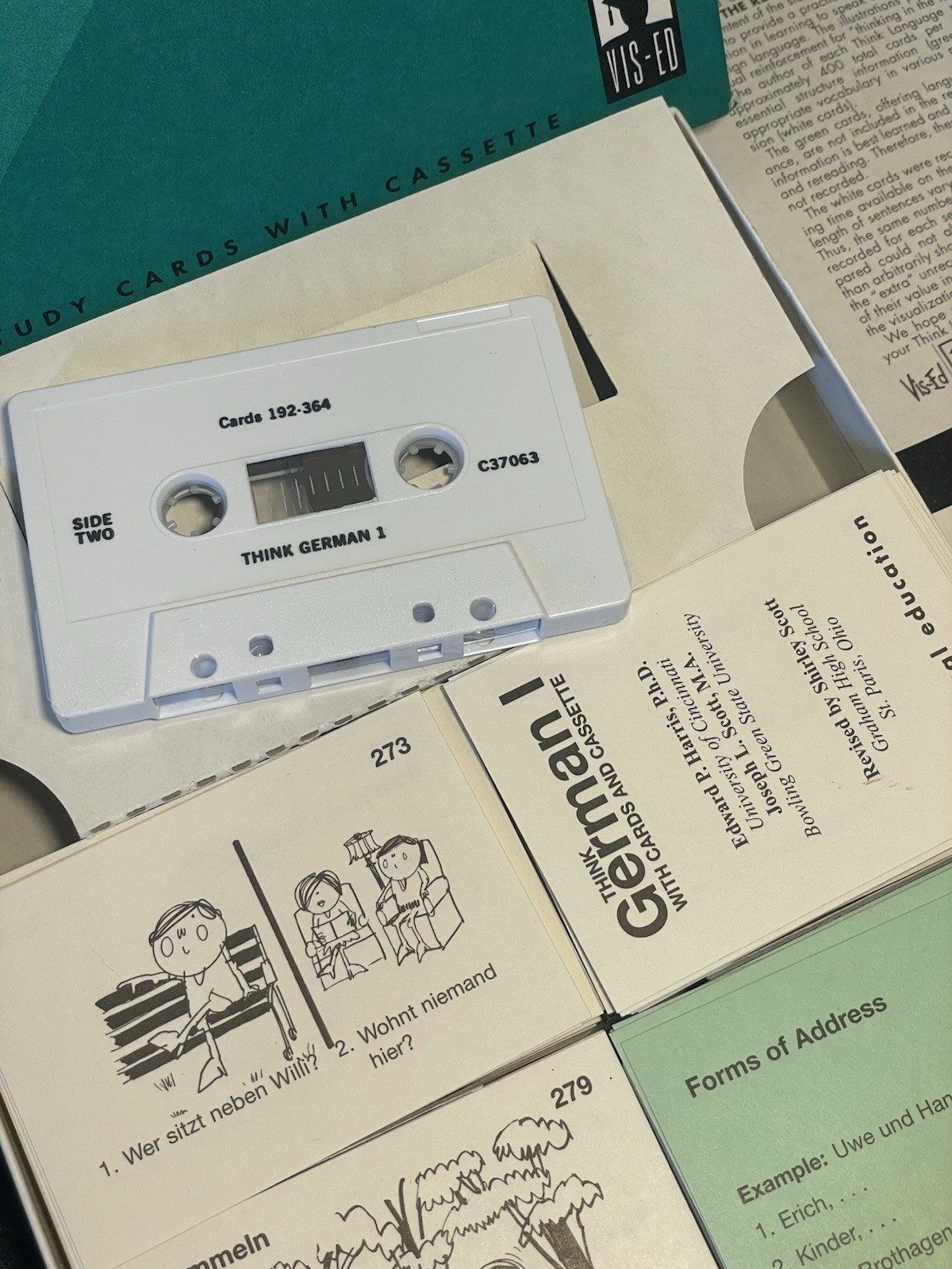 Vintage Vis-Ed -German Level 1 Language Vocabulary Cards And Cassette Combo