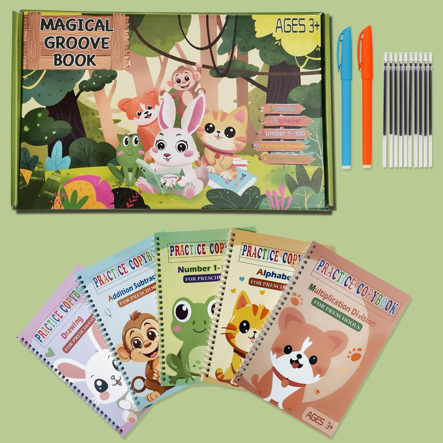 Reusable Grooved Handwriting Workbooks,Magic Copybook,Magic Writing Practice Cop