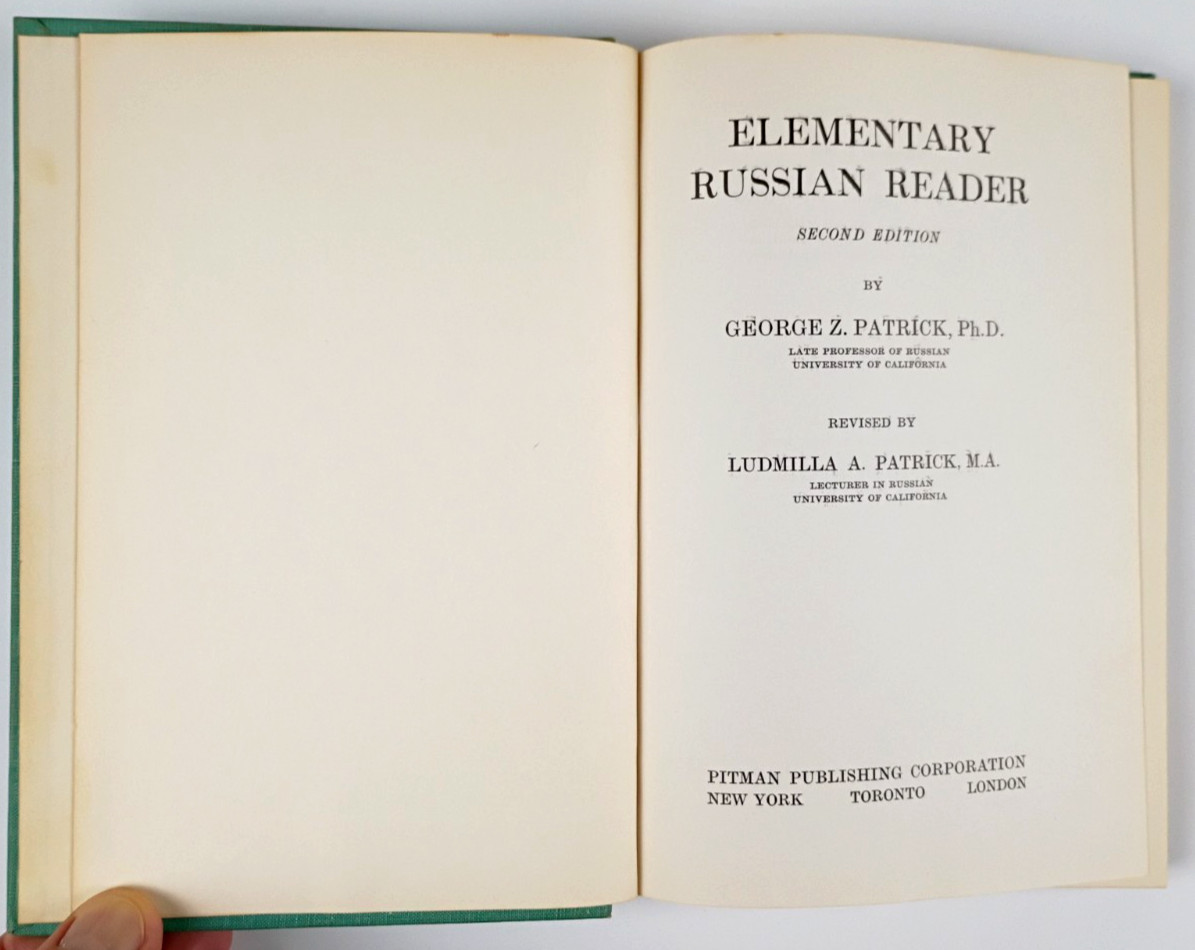 Elementary Russian Reader 1959 Vintage 2nd Edition 1572