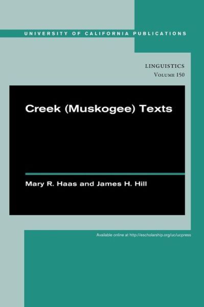 Creek (Muskogee) Texts: Volume 150