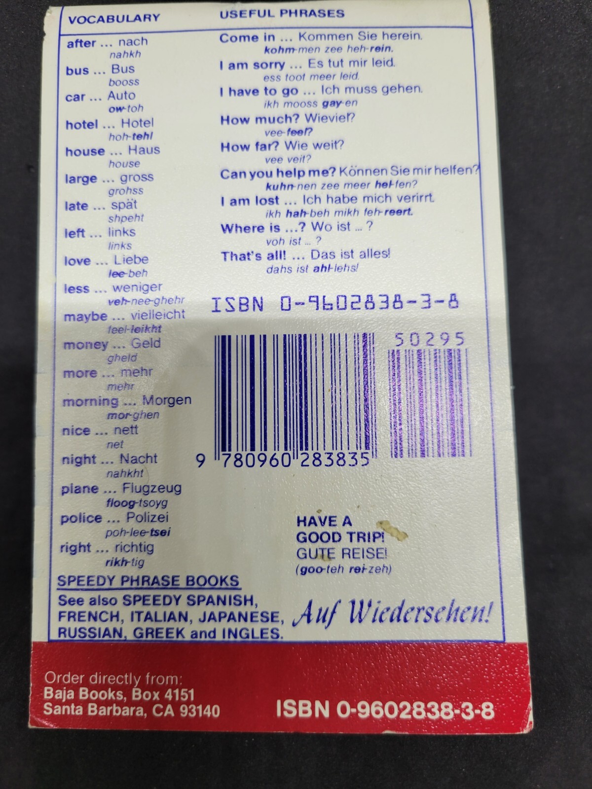Vintage Speedy German to Get You There and Back ISBN 0-9602838-3-8