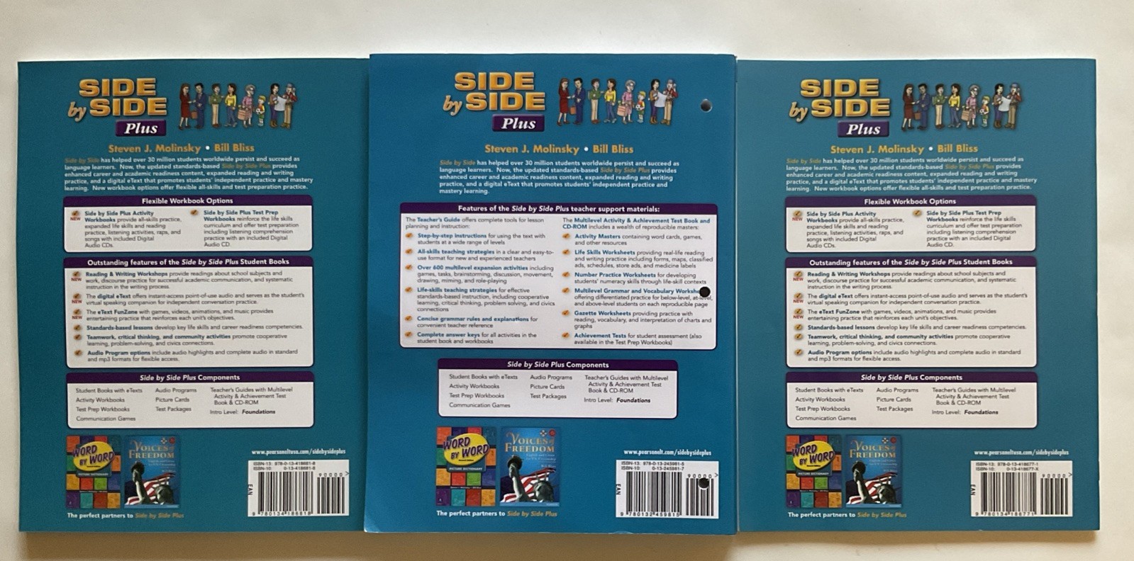 SET 3 Side by Side Plus 1 Activity Workbook + Test Book + CDs Bliss and Molinsky