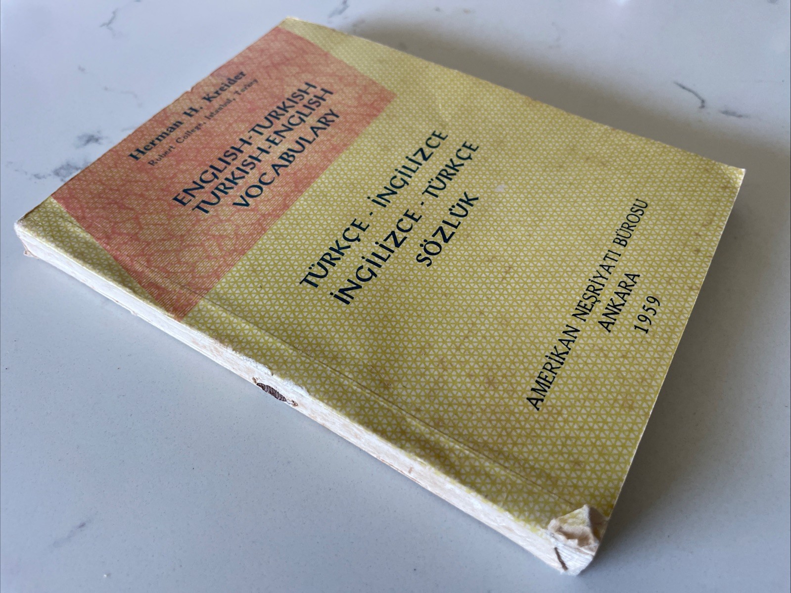 Vintage English-Turkish Vocabulary Türkçe-Ingilizce by Herman Kreider (1959 PB)