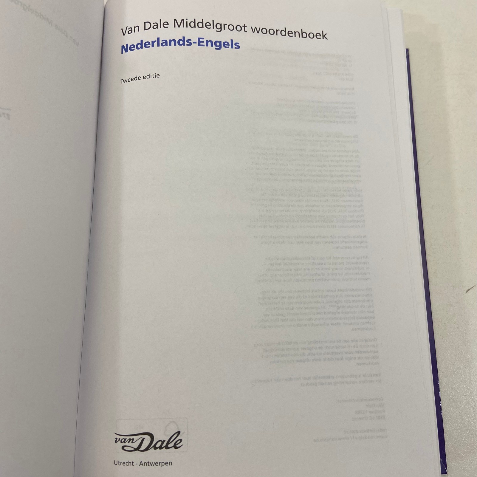 Nederlands Engels Middelgroot Woordenbook Dictionary English Dutch Van Dale TPB