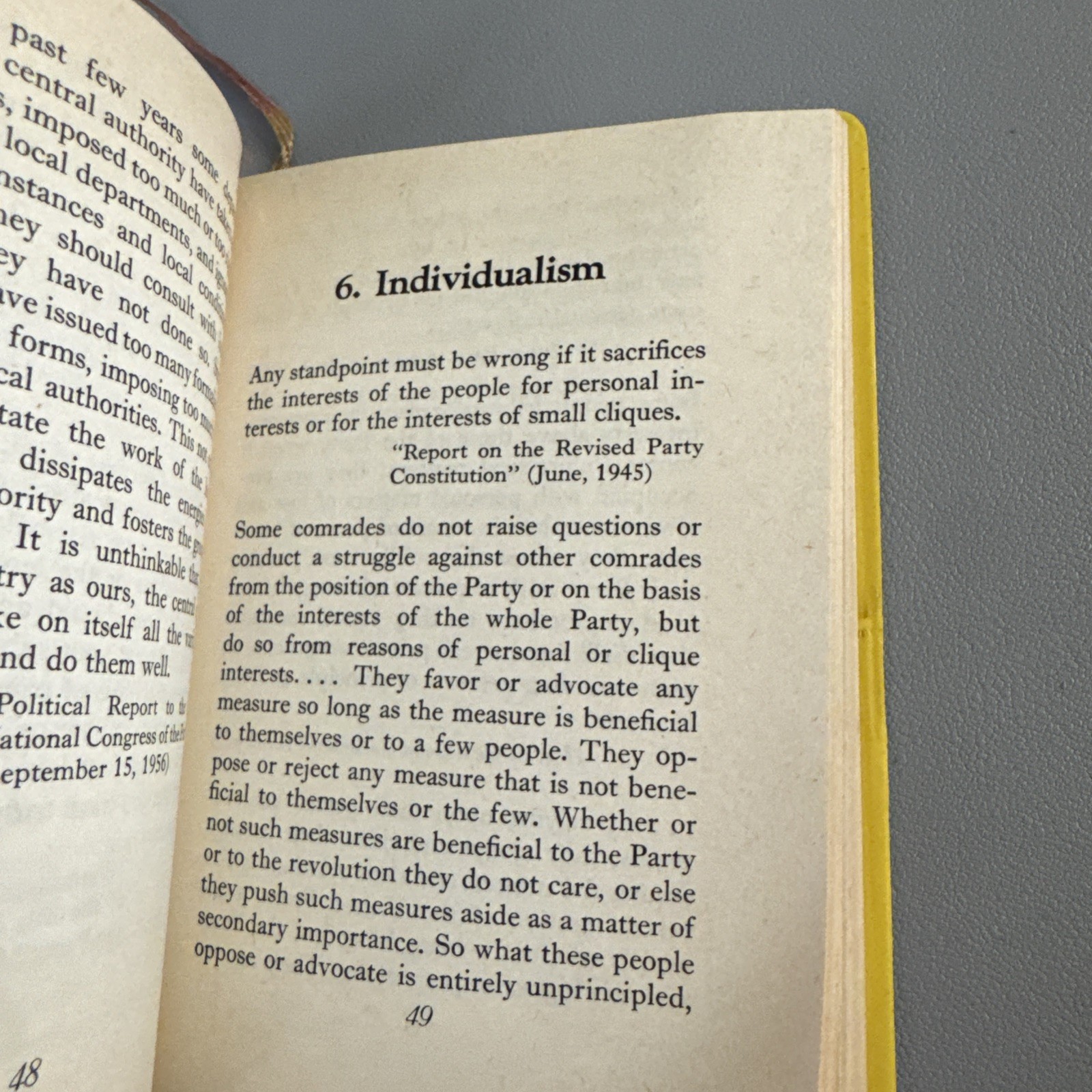 Quotations From President Liu Shao Chi VTG China Cultural Revolution Yellow Book