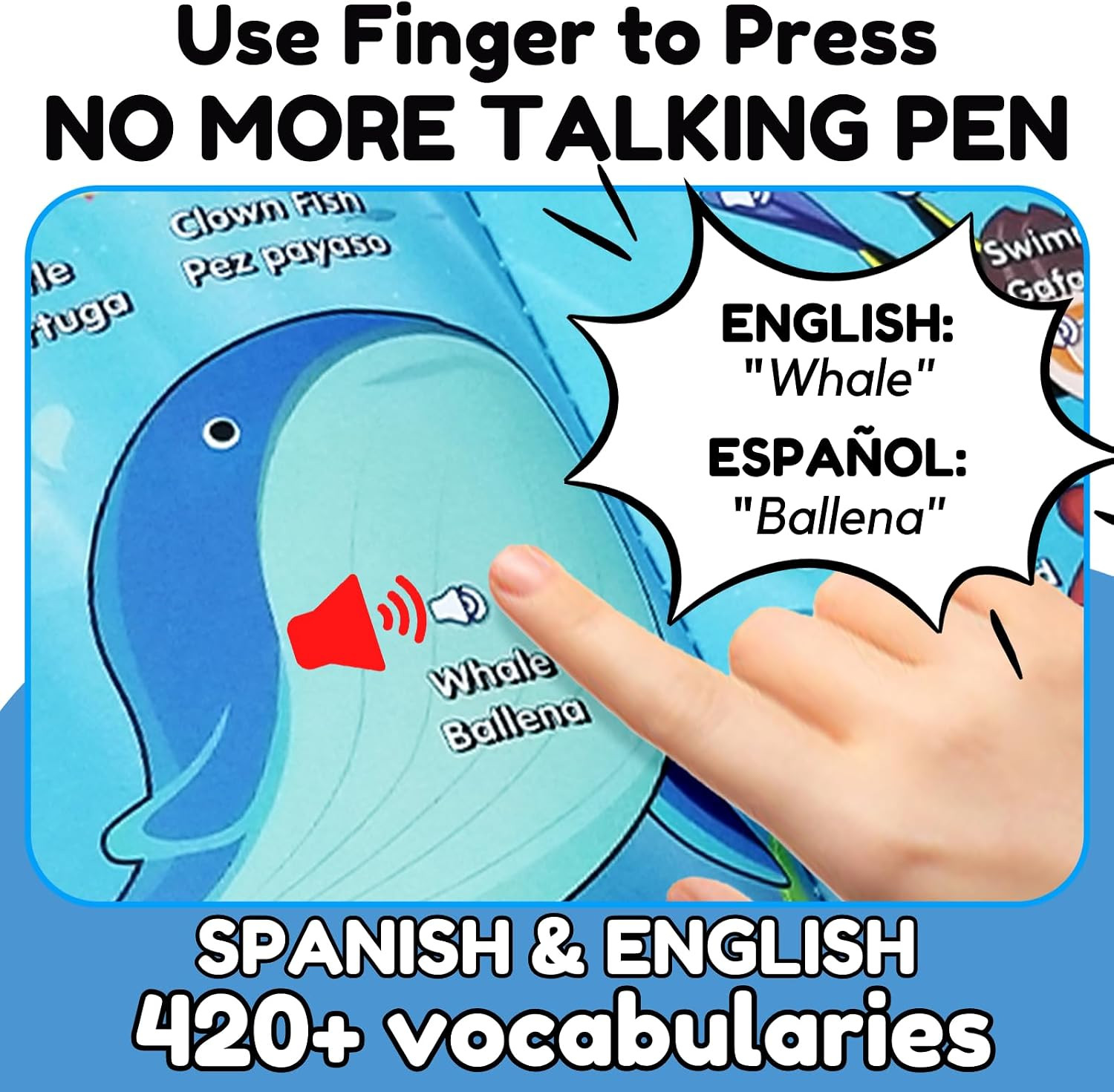 Spanish English Talking Learning Book for Kids 3+ Years Old, 420 Words Education
