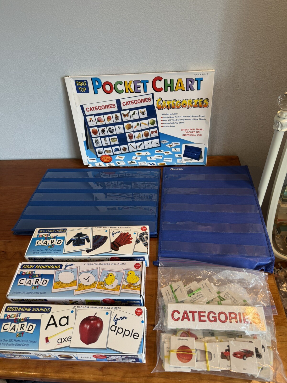 Large complete boxed sets of Pocket Chart language learning activities excellent