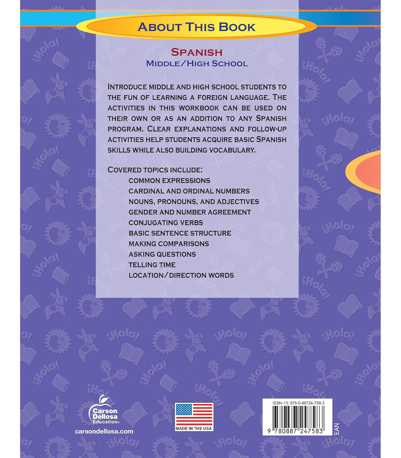 Carson Dellosa Skills for Success, Spanish Workbook for Middle School and High S
